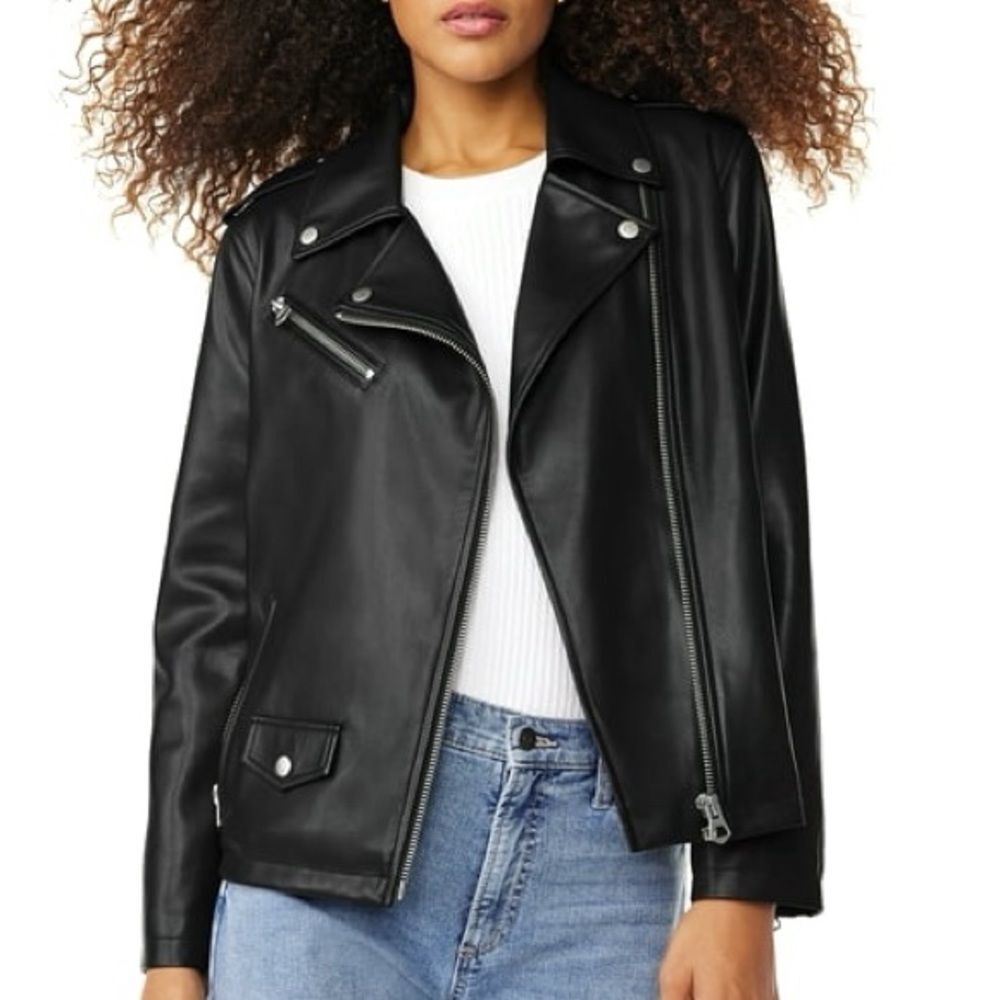Scoop Faux Leather Moto Jacket Black Biker Jacket Women’s Size Medium Streetwear